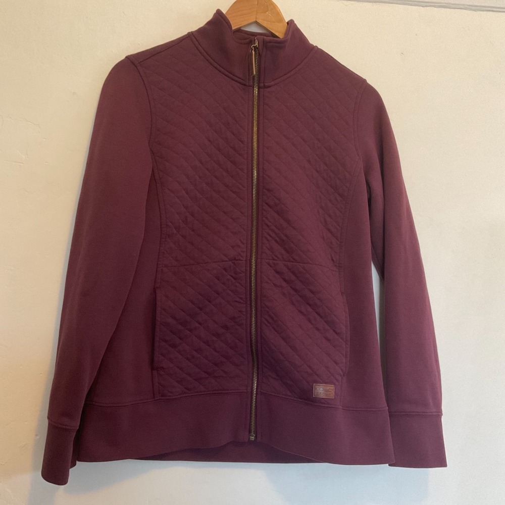 L.L. Bean Womens Quilted‎ Full Zip Sweatshirt Jacket Long Sleeve Purple S 508104